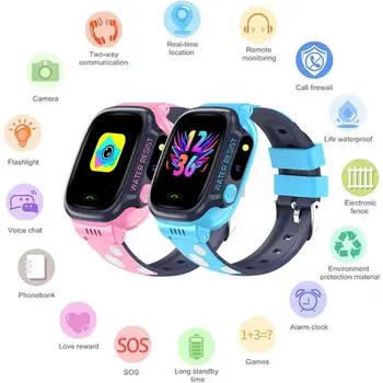

Kid Watch Tracker LBS WiFi Positioning real time monitoring Flashlight Waterproof Camera SOS Children Phone Clock Y92