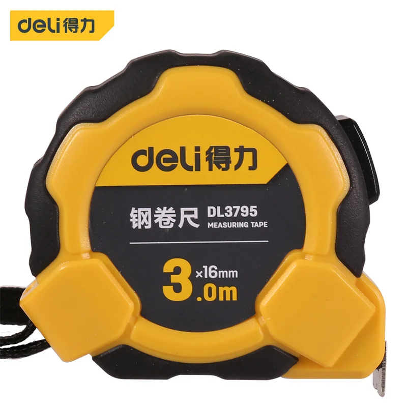 

Deli DL3795 3M*16mm Drop-proof Stainless Steel Tape Measure Telescopic Pull Ruler Easy Retractable Ruler Gauging Tools