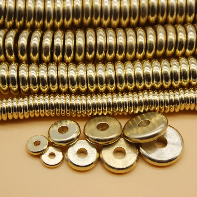 

100pcs 4-8mm Golden Brass Rondell Flat Round Spacer Beads Steel Charm Beads DIY Bracelet Jewelry Making Accessories Wholesale