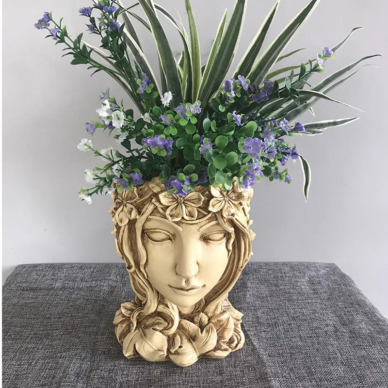 

Girl Statue Flower Pots Living Room Decoration Accessories Vase Ornament Home Decor Tabletop Decorative Decoration Maison