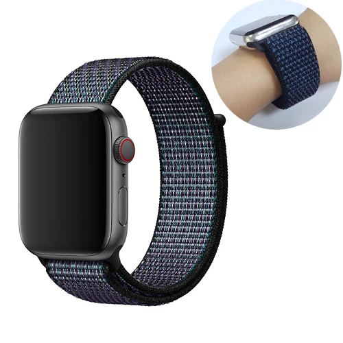 Спортивный бесшовный ремешок для apple watch 4 5 Группа 44 мм 40 мм apple watch, ремешок 42 мм, 38 мм, версия наручных часов iwatch, 5/4/3/2/1 браслет нейлоновый Плетеный ремешок для часов - Цвет ремешка: grape purple-26