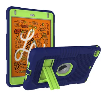 

Case For Apple iPad Mini 4 5 Kid Safe Armor Cover For iPad Mini 5 2019 Luxury Silicone Hard PC Kickstand Shockproof Case + Film