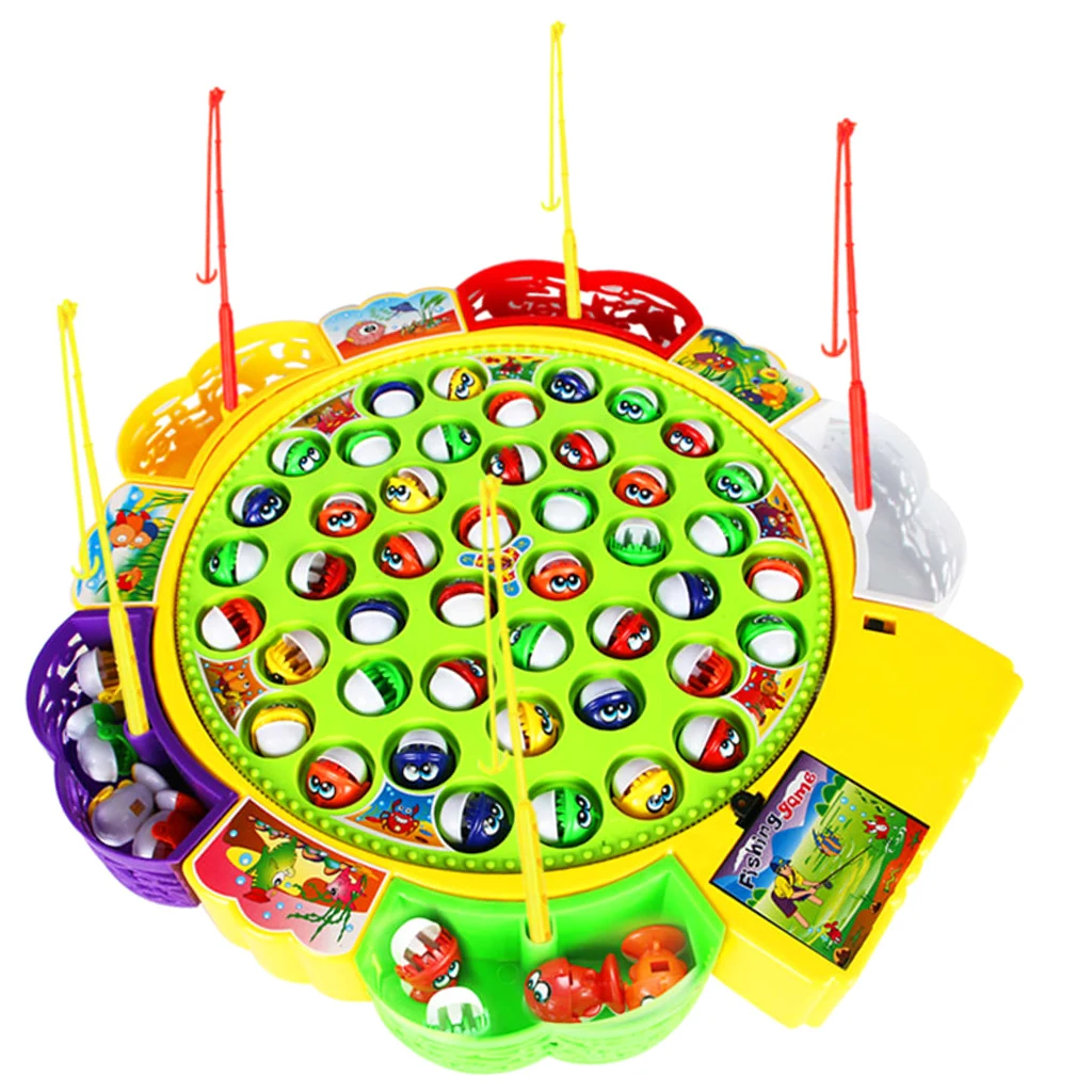 MagiDeal Kids Fishing Game Musical Electric Fishing Toy with 45 Fishes, Xmas Gift - Pretend Role Play Toy