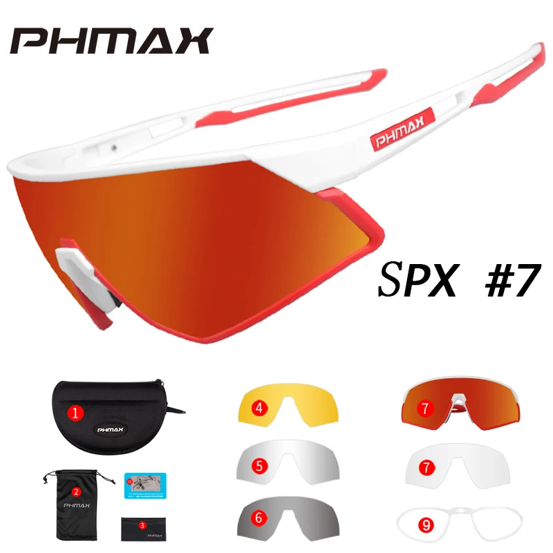 PHMAX для женщин и мужчин сверхлегкие поляризованные велосипедные солнцезащитные очки 5 линз спортивные очки для велосипеда велосипедные солнцезащитные очки - Цвет: Colors 7