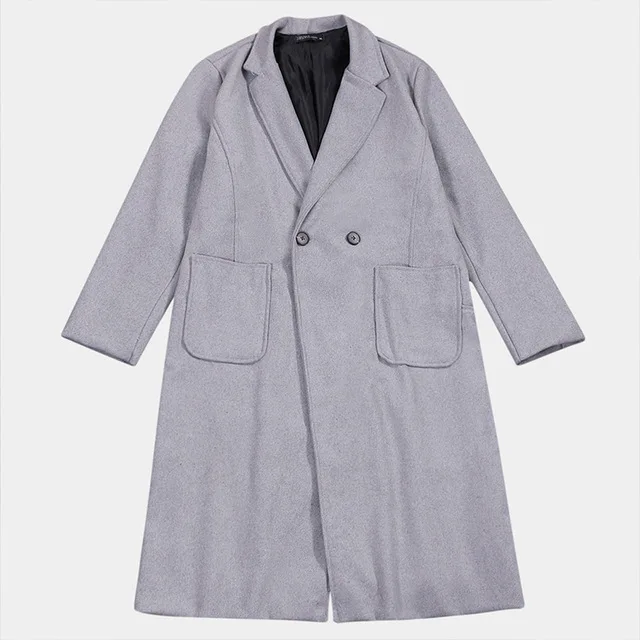 gray New Autumn Winter Women Woolen Coat Female Fashion Medium Length Warm Thick Wool Coat Casual Windbreaker Plus Size CA3327 - Цвет: gray