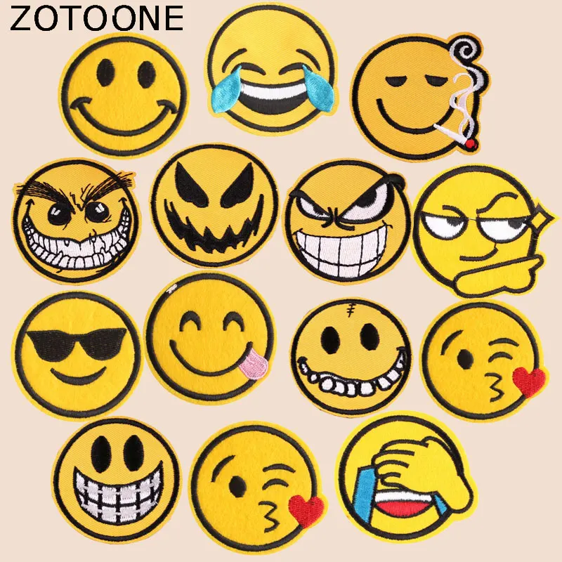 

ZOTOONE Expression Face Patch Badge Cute Stickers for Kids Iron on Patches for Clothing Heat Transfer Diy Accessory Appliques G