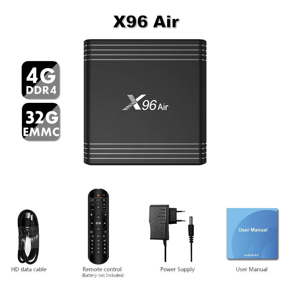 BOX 4 GB 32GB EstgoSZ X96 Air Smart tv Box Android 9,0 Amlogic S905X3 4 Гб 64 Гб поддерживает двойной Wi-Fi Bluetooth HDMI2.1 4K tv приложения для социальных покупок - Цвет: BOX 4 GB 32GB