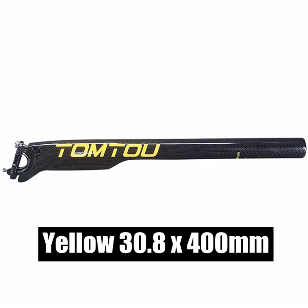 yellow - 30.8X400mm TOMTOU Gloss 3K Углеволокно Подседельный штырь ломающийся ветровой велосипед подседельная труба для велосипеда 27,2/30,8/31,6*400 мм велосипедные части - Цвет: yellow - 30.8X400mm