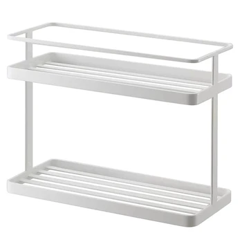 

2-Layers Stainless Steel Storage Rack Spice Condiment Basket Desk Organizer Kitchen Bathroom Storage Holder Rack Shelf