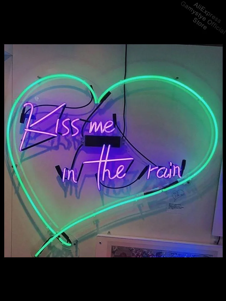 Неоновая вывеска с надписью kiss me in the heart love светильник свадебный подарок декор