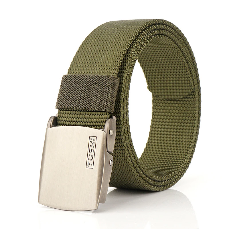 E Army green 2 3,5 см мужской уличный тактический пояс Одноцветный нейлоновый сплав Автоматическая пряжка мужской ремень повседневный простой мужской и женский ремень - Цвет: E Army green 2