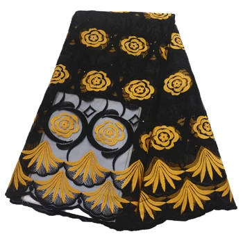 

african lace hot selling nigerian lace fabric wholsale african tulle lace fabric with stones 5yards