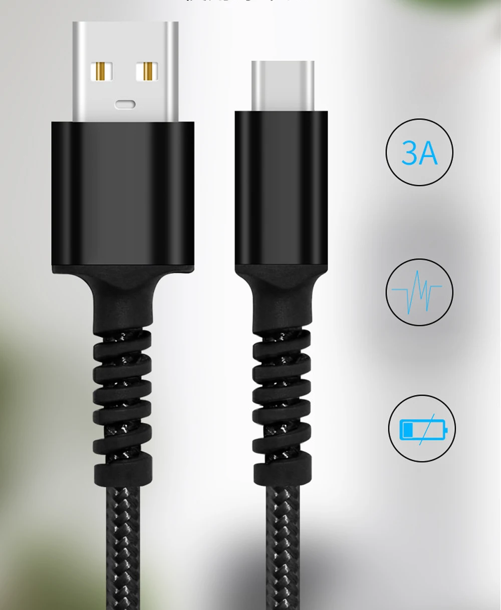Кабель VIPATEY usb type C USB A-USB-C быстрое зарядное устройство нейлоновый Плетеный для samsung Galaxy S10 S9 Pixel LG V20 Moto Z2 и многое другое