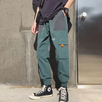 

Men's overalls 2020 spring and summer new solid color loose hip-hop nine-point overalls young personality fashion trend menswear