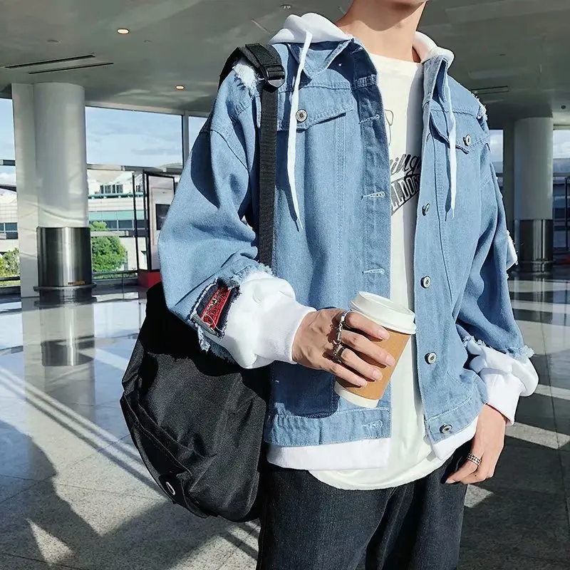 New Style Jeans Coat Men Spring And Autumn Korean-style Trend Winter Jacket Loose Handsome Loose-Fit Clothes Men'S Wear