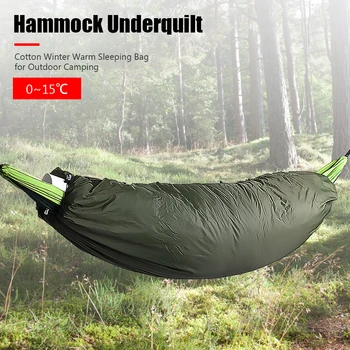 

Portable Outdoor Camping Hammock Underquilt Cotton Winter Warm Thermal Sleeping Bag Blanket Hanging Sleeping Bed Swing Single