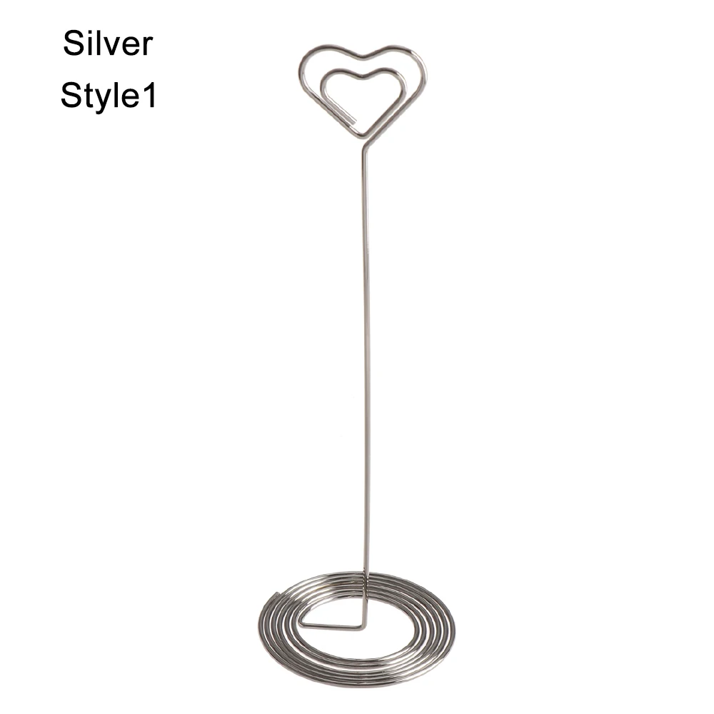 style1-Silver 1 шт., романтическое украшение для свадебной вечеринки, настольная подставка в форме сердца, держатель для карт, зажим для фотографий, настольный держатель для карт - Цвет: style1-Silver