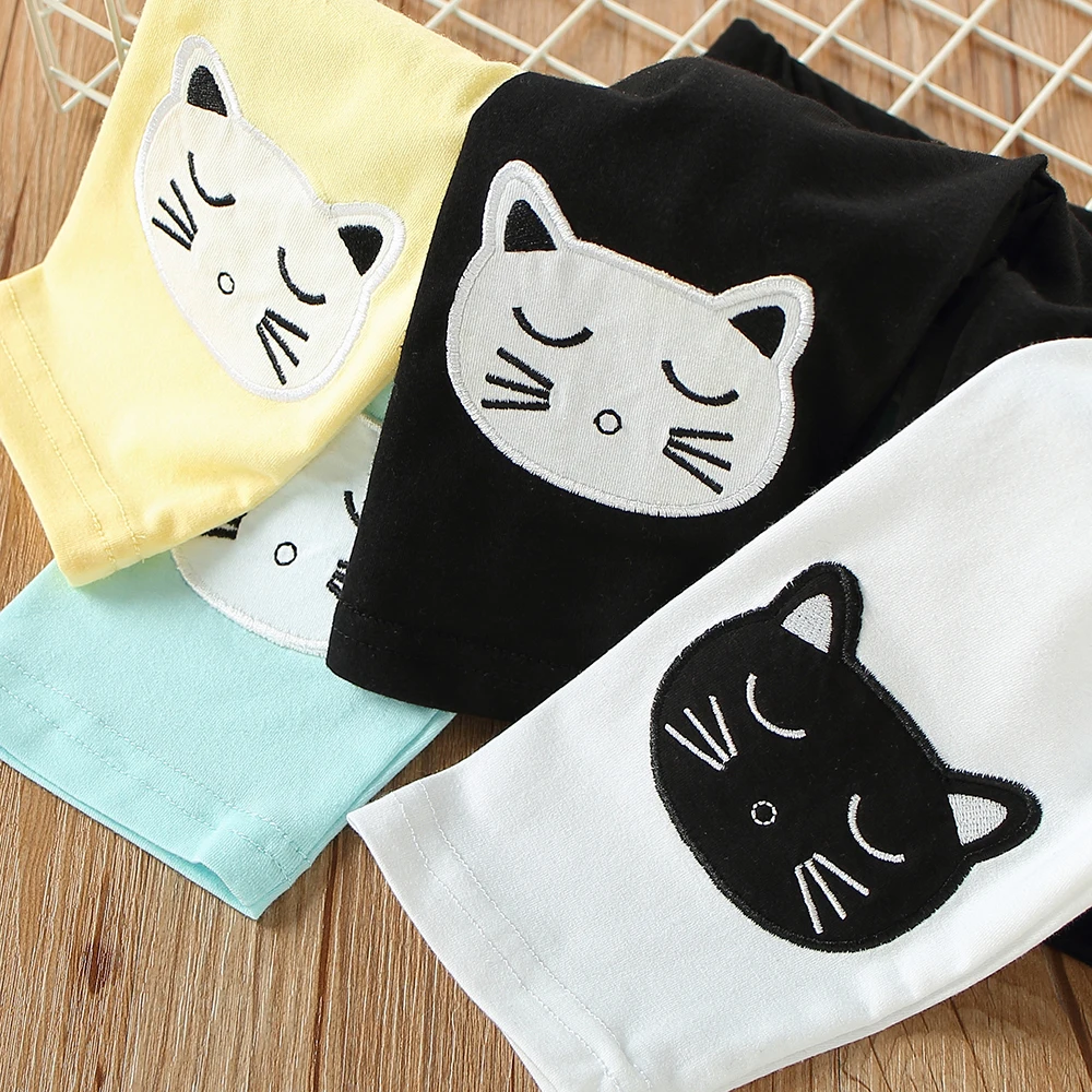 2-10 Years Old Baby Kids Children Cat Print Capri Thin Girls Knee Length Leggings girls pants girls trousers kids pants