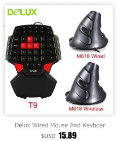 Delux M618X Ergonomic Vertical Mouse Wired Gaming Computer 6D Mice 600/1200/1600/4000 LED Light Laser Mause For Mac Laptop PC