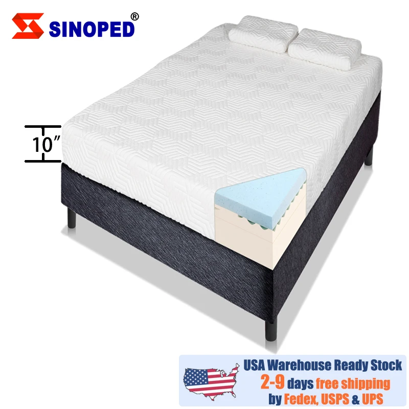 【US Warehouse】10" 3 Layers Twin Size Cool Medium High Softness Cotton