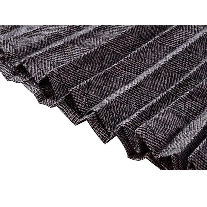 Новое поступление, лоскутные замшевые плиссированные юбки для женщин, Осень-зима, высокая талия, винтажная клетчатая Длинная женская юбка макси