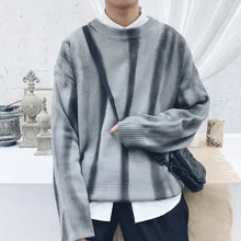 Winter Sweater Men's Warm Fashion Tie Dyed Printed Casual Cotton Knit Sweater Man Wild Loose Long-sleeved Pullover Men M-2XL Winter Sweater Men's Warm Fashion Tie Dyed Printed Casual Cotton Knit Sweater Man Wild Loose Long-sleeved Pullover Men M-2XL