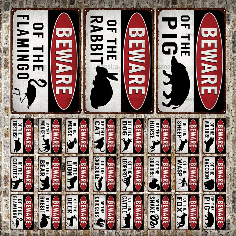 

Laanstra Animals Warning Vintage Tin Sign Beware of Danger Metal Plate Wall Decor Scenic Area Outdoor Wild Beast Warning Sign
