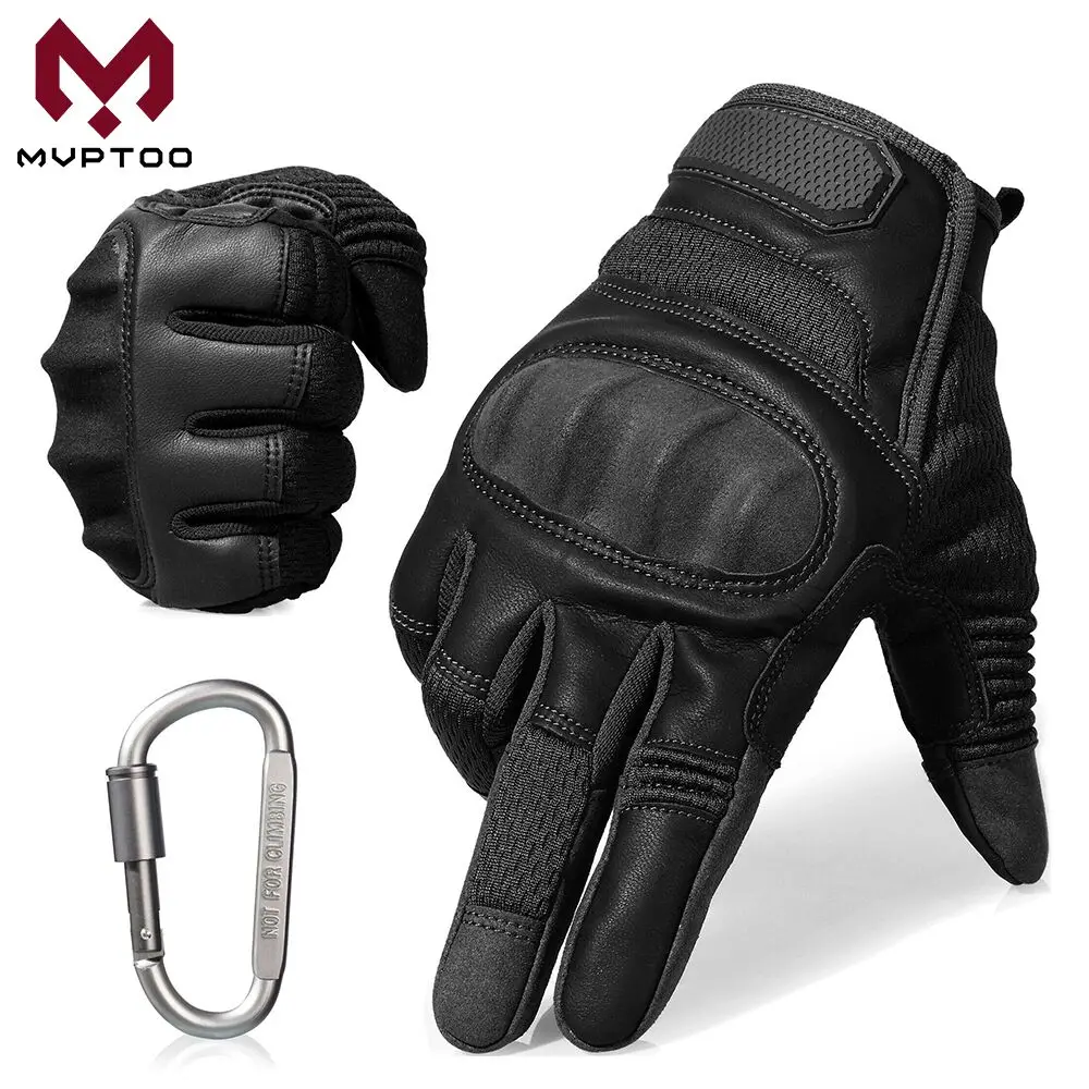 Tanie Rękawice motocyklowe z ekranem dotykowym Moto motocykl Motocross PU skórzany ochronny sprzęt twardy Knuckle Biker rękawica ze wszystkimi palcami mężczyzn ATV