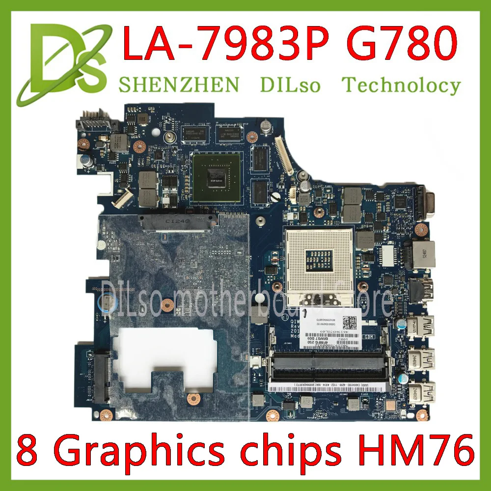 KEFU LA-7983P для lenovo Ideapad G780 для lenovo QIWG7 LA-7983P HM76 PGA989 DDR3 8 видео чипы Материнская плата Тест
