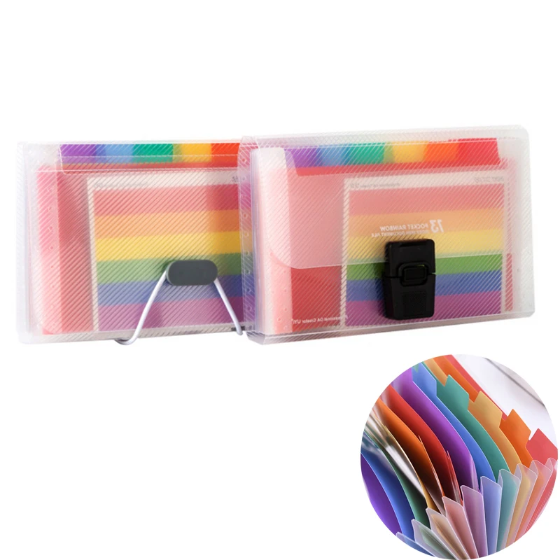 

Portable Document Bag File Folder 13 Grids A6 Document Bag Rainbow Accordion Expending Document Tasche Office Supplies