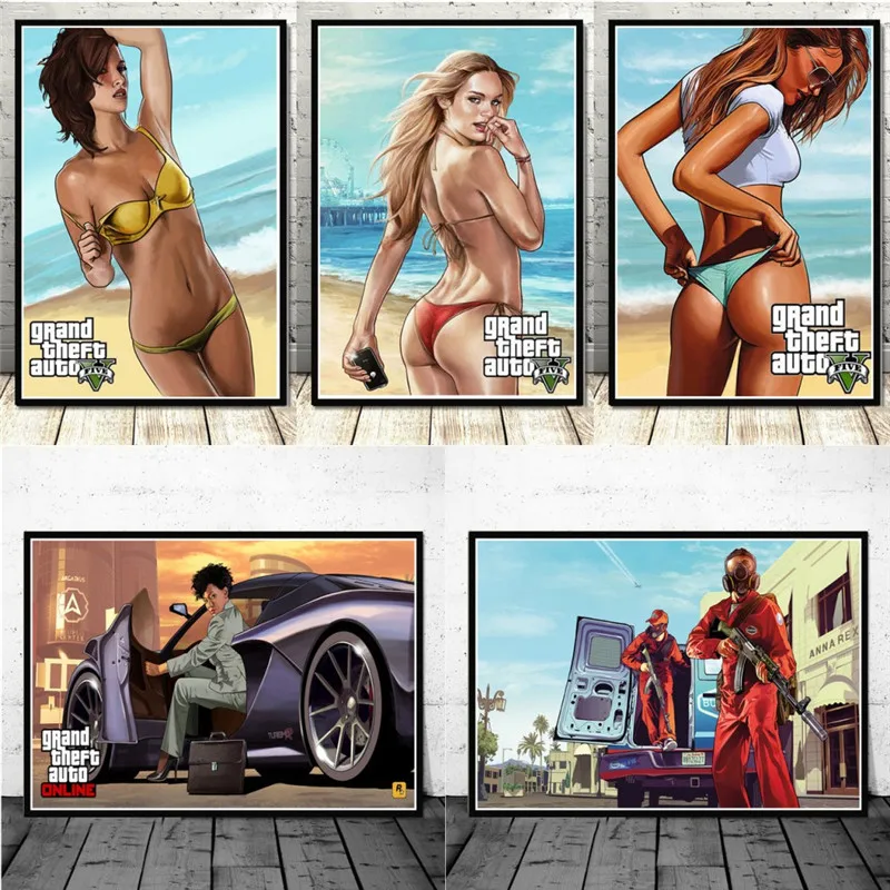 Видеоигра GTA 5 Grand Theft Auto HD печатная Картина на холсте художественный плакат