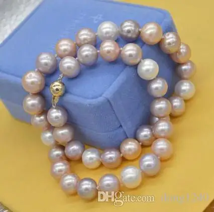 

Free Shipping >>>> noble 9-10MM, 18MM, "natural freshwater multicolor pearl necklace 14K brooch