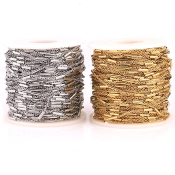 

10m/Reel Stainless Steel Golden Silver Color Pipe Extended Chain Connector Circles Bead Chain for Jewelry DIY Findings
