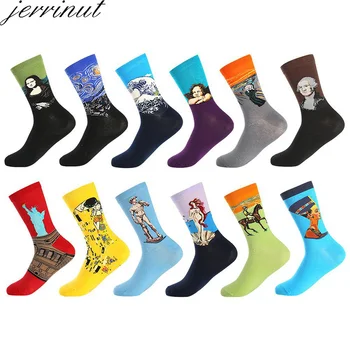 

Men's Cotton Funny Socks With Print Art Women Happy Socks Warm Winter Cute Van Gogh Socks Fashion Casual Sweat Breathable 1 Pair