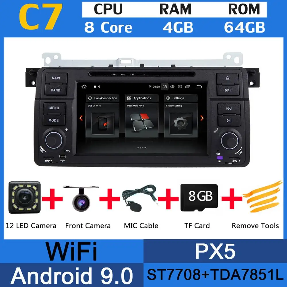 Android 9,0 PX6 4G+ 64G автомобильный dvd-плеер для BMW 3 серии E46 M3 318i 320i 325i 328i Rover 75 MG ZT радио gps Android авто CarPlay - Цвет: PX5