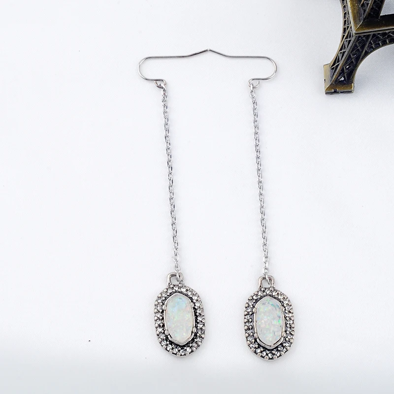 Элегантный Блестящий Кристалл геометрические смолы серебряный цвет длинная цепочка Висячие серьги для женщин модные ювелирные изделия