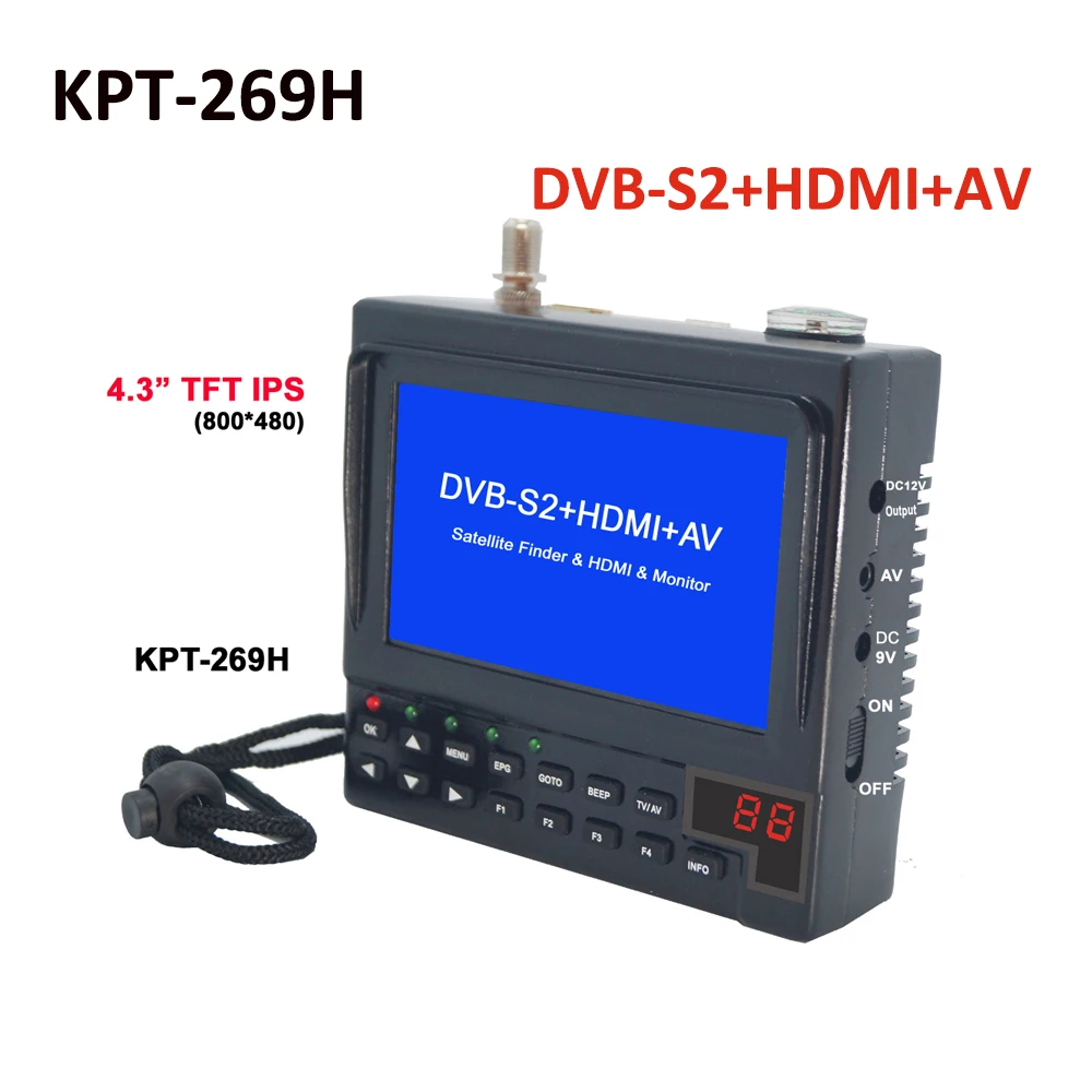 KPT-269H KPT-269H DVB-S2 SatelliteFinder Full HD цифровой спутниковый ТВ приемник искатель метр MPEG-4 модулятор HDMI DVB-S спутниковый искатель - Цвет: KPT-269H