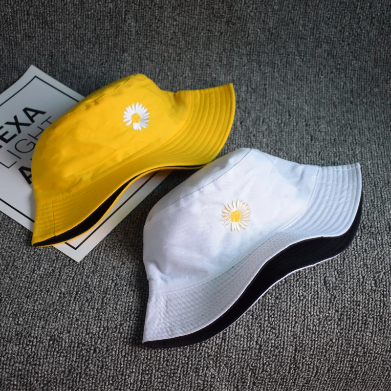 Мужская и женская летняя шляпа GD Daisy Bucket Hat двухсторонняя Панама с козырьком от