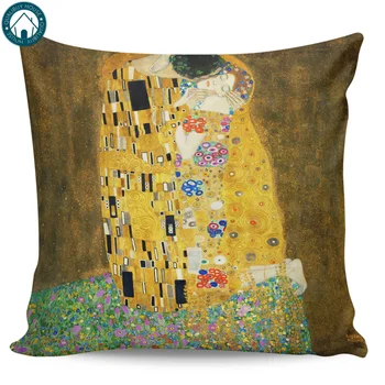 

Gustav Klimt The Kiss Pattern Pillow Covers Cases Cover Cushion Pillowcase Square Print
