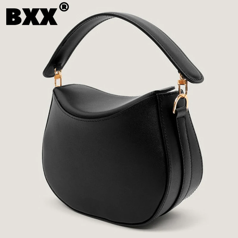 [BXX] Women New Simple Chain Hand Carrying Retro Saddle Bag PU Leather All-match Crossbody Shoulder Fashion Tide 2021 GF0201 |