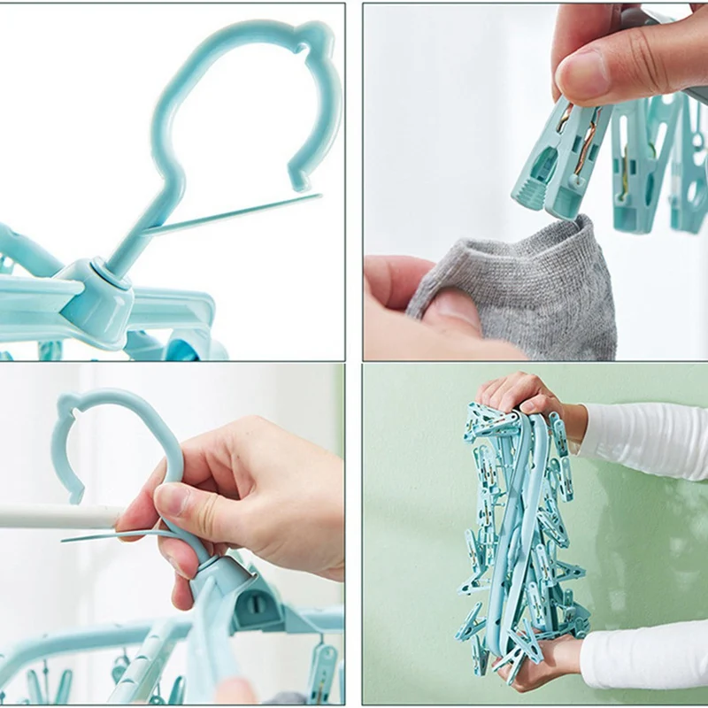 

Clip Multi-functional Wardrobe Organizer Rack Clip Storage Hanger 32 Clips Clothes Drying Rack Storage Hanger Underwear Socks