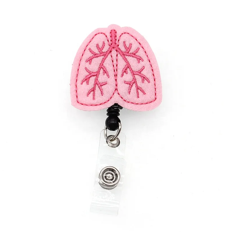 Medical Human Organs Brain Heart Lungs Uterus Nurse Badge Reels Felt  Retractable Hospital Accessories ID Badge Holder