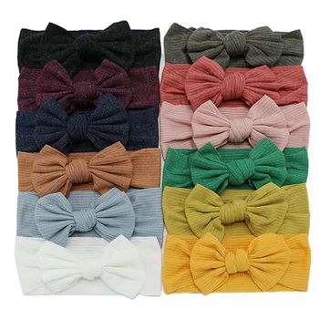 

Newest Baby Girl Bow Headband Elastic Stretchy Fabric Head Wrap Toddler Turban 12 Colors Kid Hairband