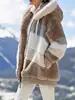 2022 Winter Women's Coat Fashion Casual Stitching Plaid Ladies Clothes Hooded Zipper Ladies Coat Lamb Hair women jacket ► Photo 3/6