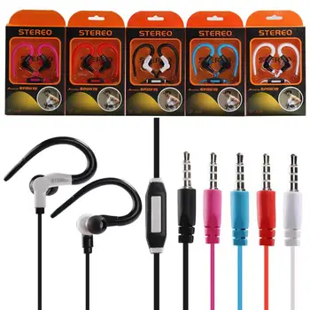 

Wired Earphone With Mic Wire Sports Stereo Microphone Ear Hook Earphone High Quality Volume Control Universal For Smart Phone