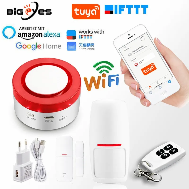 Система охранной сигнализации Tuya беспроводной Wi Fi с голосовым управлением