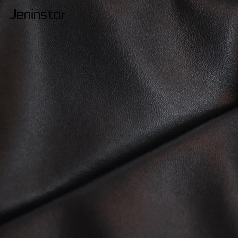 Jeninstar Высокая талия Винтаж PU сексуальные юбки женские Осень модные обтягивающие женские юбки плюс бархатная удобная юбка-карандаш