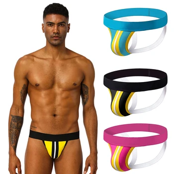 

Clearance Price Mid-rise Breathable Color Patchwork Cotton Thong Fashion Trend Comfortable Men's Black Underwear 2XL