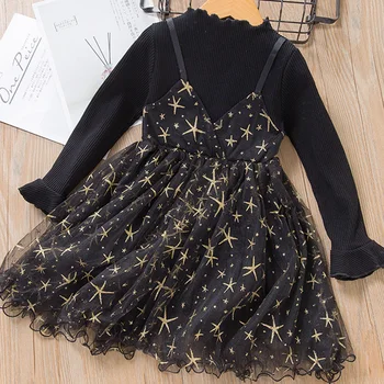 

Menoea Children Embroidered Lace Dress 2020 Girls Star Stitching Mesh Beautiful Princess Clothes Costume Toddler Dresses