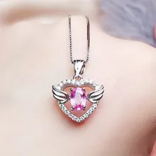 Натуральное Настоящее сапфировое ожерелье кулон 0.6ct драгоценный камень 925 Серебряное сердце, для влюбленных Стиль# R99407